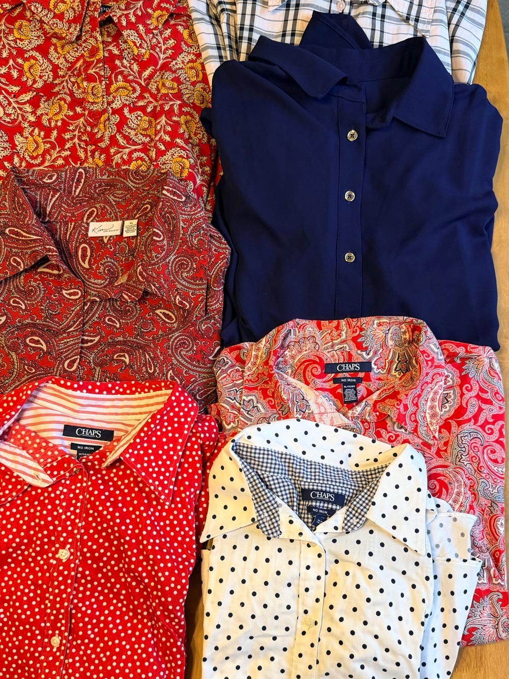 Womens Button Down Shirt Bundle Lot of 7 Chaps Jones NY Kim Rogers XL 1X Mixed
